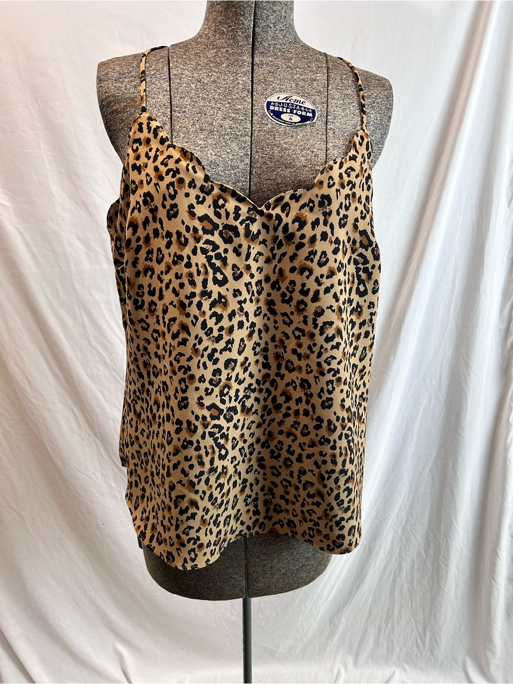 J. Crew Leopard Satin Scalloped Neck Cami - Size 10